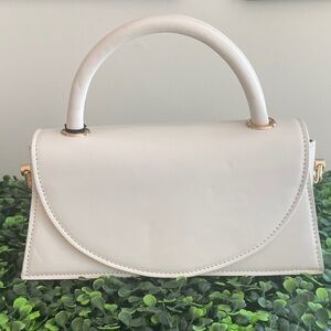 Olga Berg White Satchel with Gold Accents